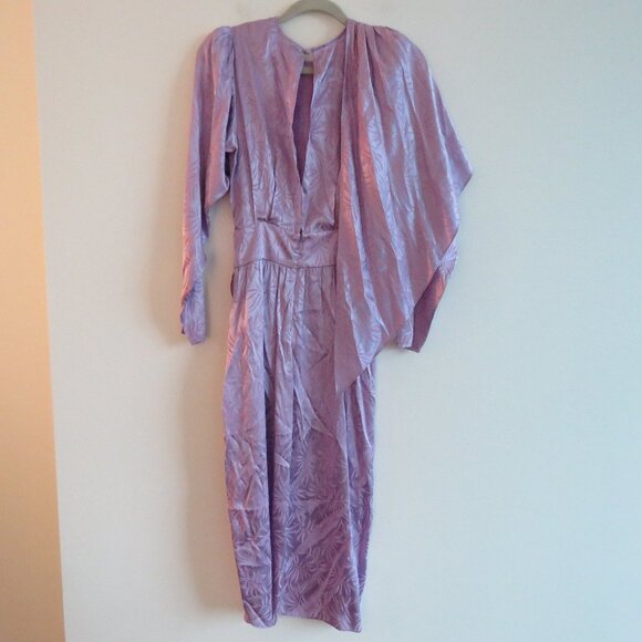 RONNY KOBO Jade Leaf Print Silk Blend Midi Dress in Lavender Purple XS NWT - Picture 11 of 16